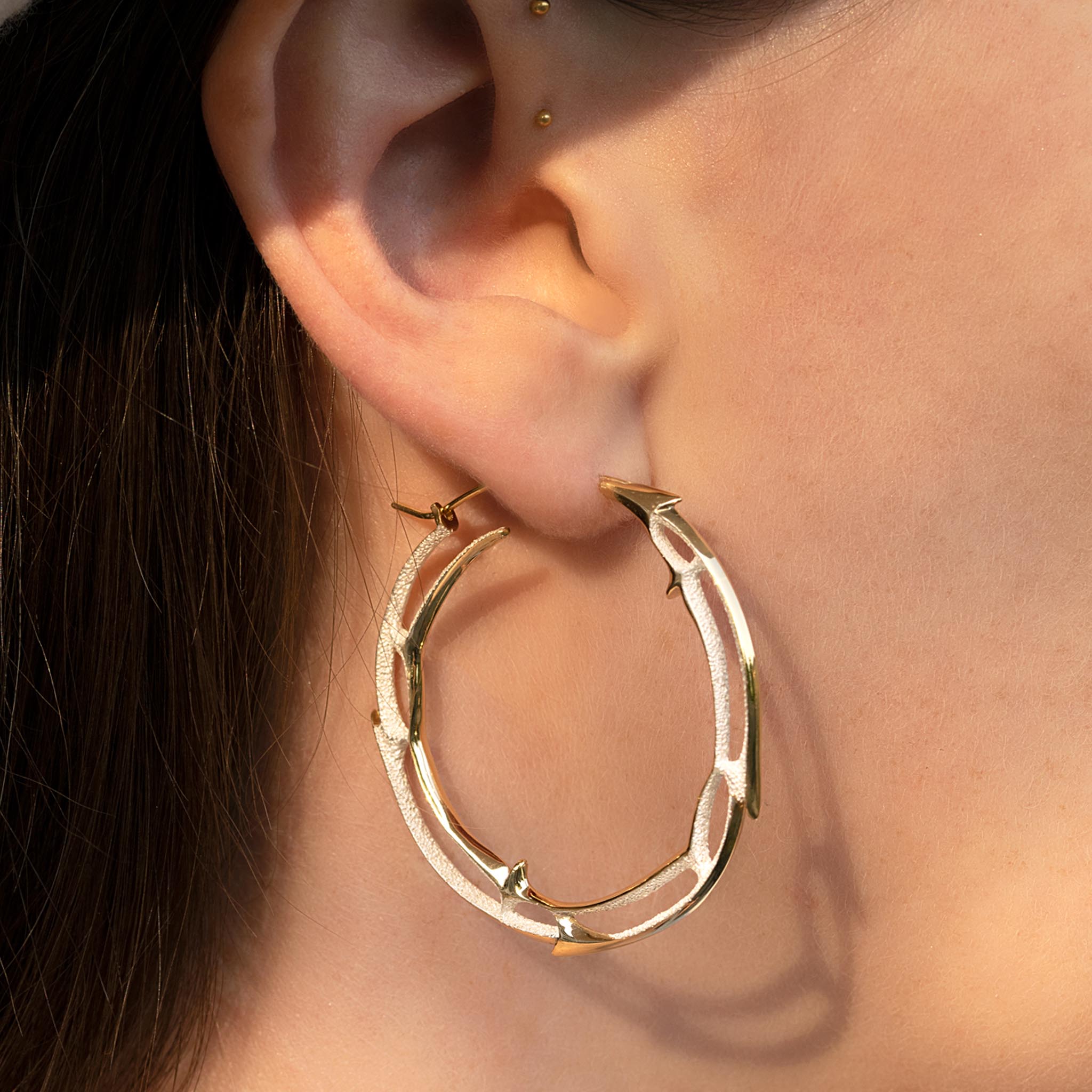Large Hoop Earrings in Recycled Sunrise Silver